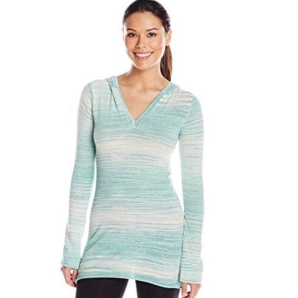 prAna Women’s Gemma Hooded V-Neck Sweater, Spacedye Green Size Small